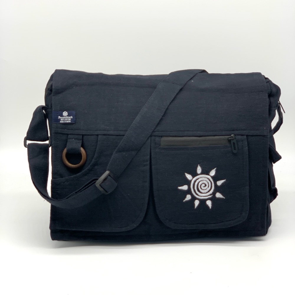 Cotton Laptop Bag Swirl Embroidery - Picture 2 of 11